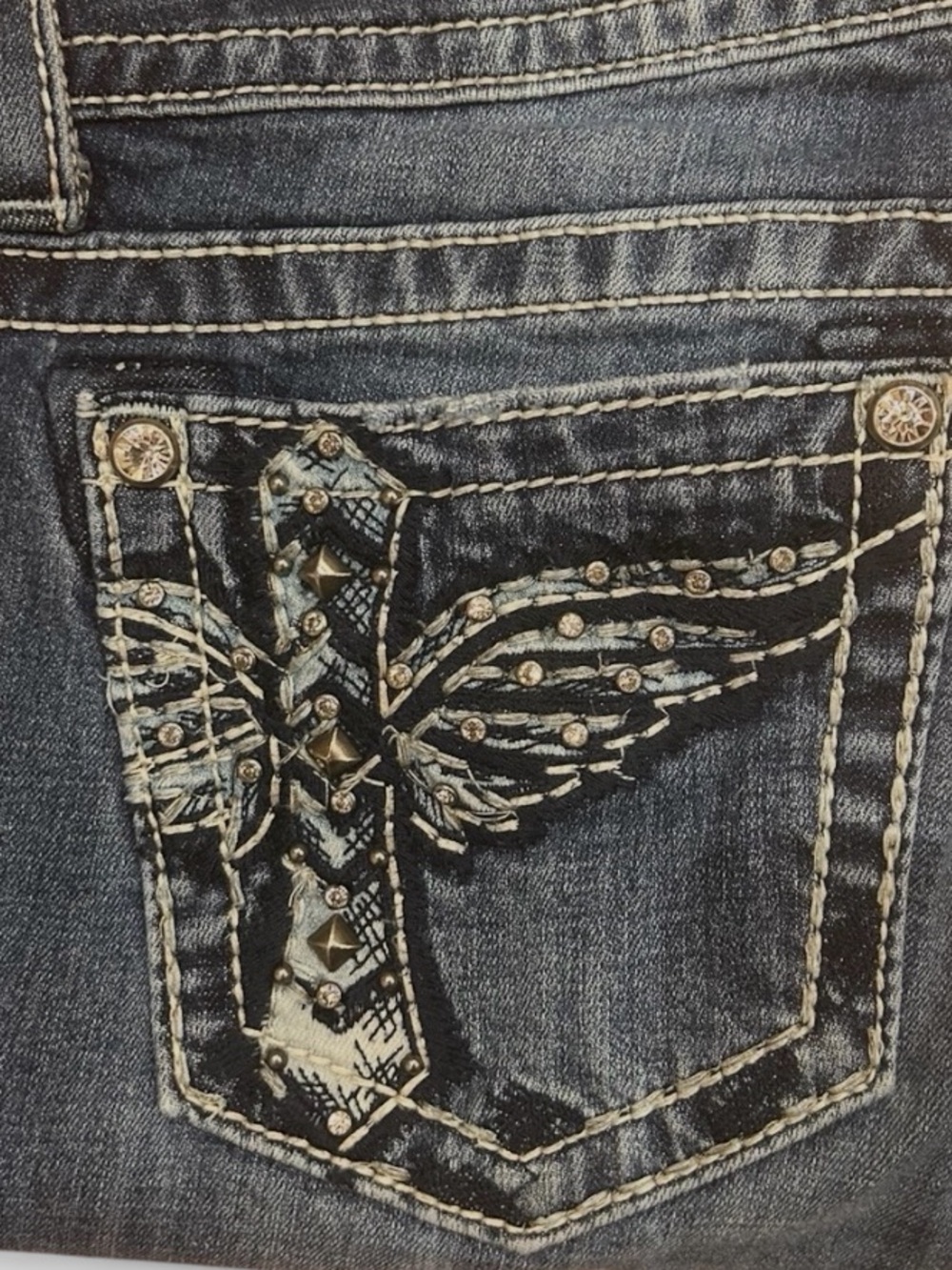 Miss Me Wing And Cross Skinny Jeans SZ 29